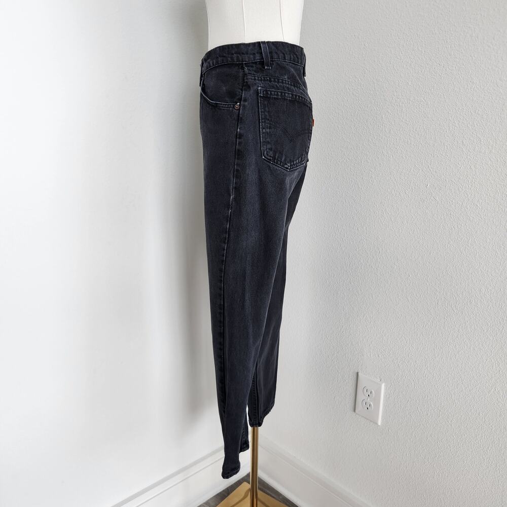 Vintage 90s Levi's Black Wash Denim High Waisted Loose Straight Leg Jeans 0 - Picture 4 of 12